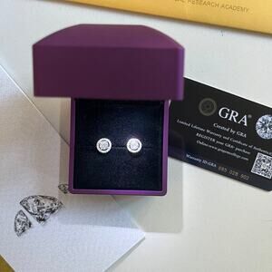 Moissanite Halo Earrings, OVER 1 cttw, COA Included 2x